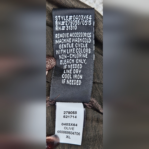 Vintage Y2K AB Studio Women's V-Neck Wrap Short Sleeve Layer Top Olive Size XL - Picture 9 of 9